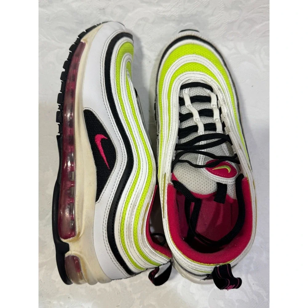 Nike Air Max 97 Neon Volt Pink Black Men 9 Running‎ Shoes CI9871-100
